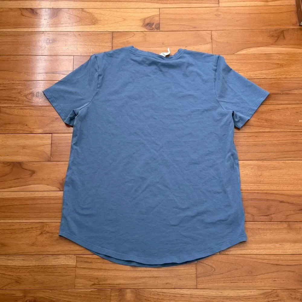 Women Lululemon Love Crew T-Shirt Classic Fit Hip Length Soft Denim Size 6